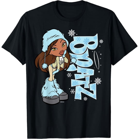 Bratz Sasha Snow Fur Winter Outfit Angel Logo Sparkle T-Shirt