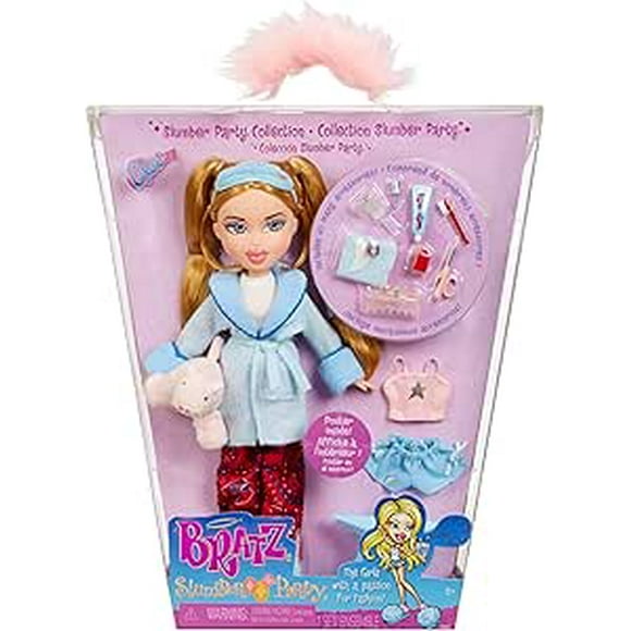 Bratz Slumber Party Cloe Fashion Doll with 2 Sets of Pajamas, Plush, and Accessories
