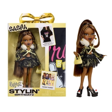 Bratz Stylin’ Birthdayz Sasha Fashion Doll with Customizable T-Shirt for You and Accessories
