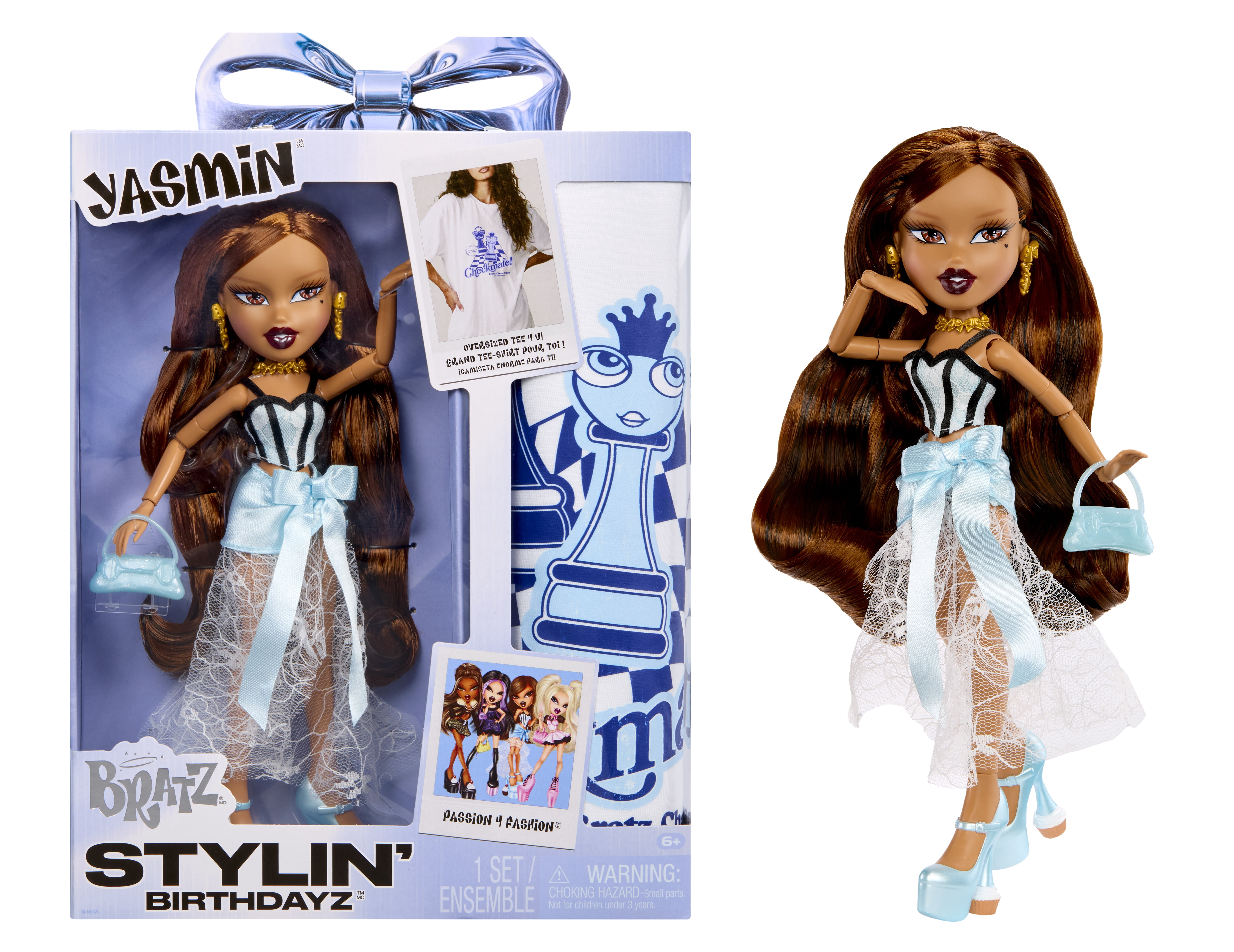 Bratz Stylin' Birthdayz Yasmin Fashion Doll with Customizable T