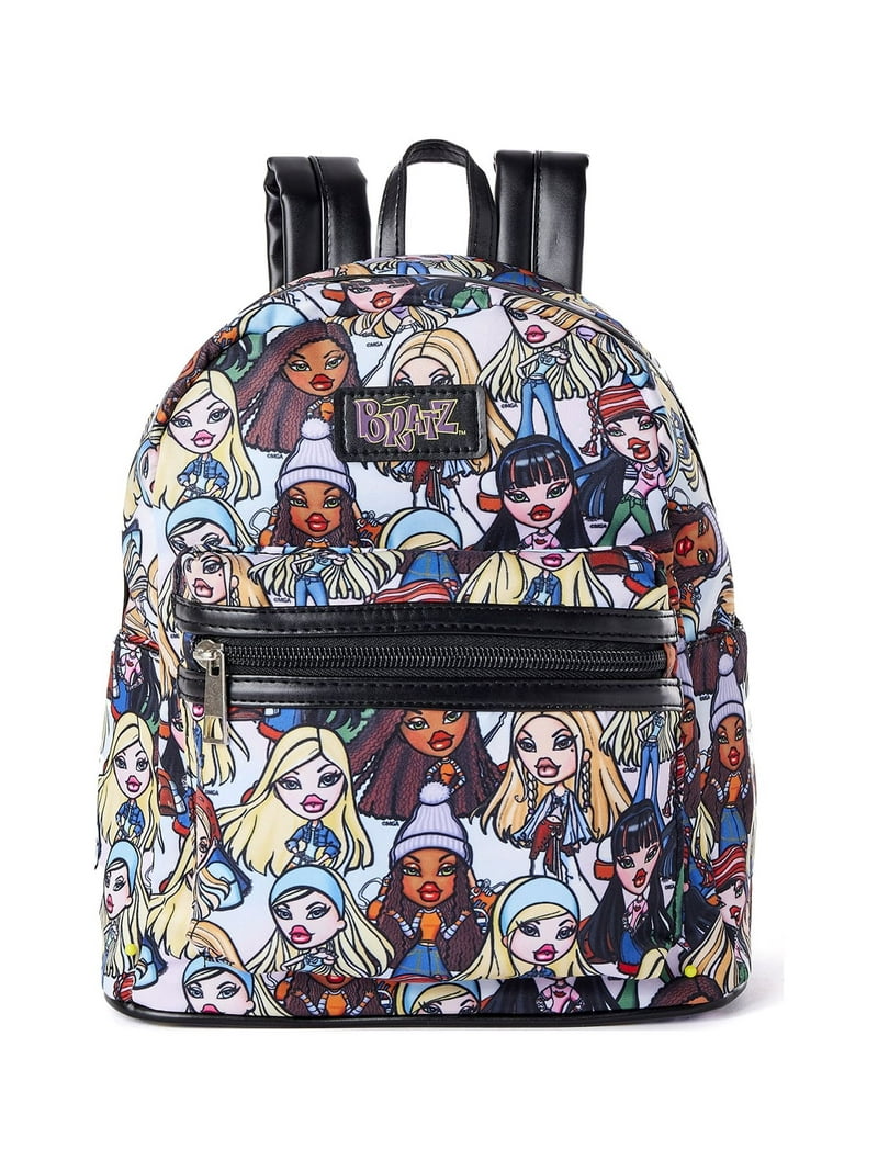 Bratz Women's All over Print Nylon Mini Backpack, Black Multi