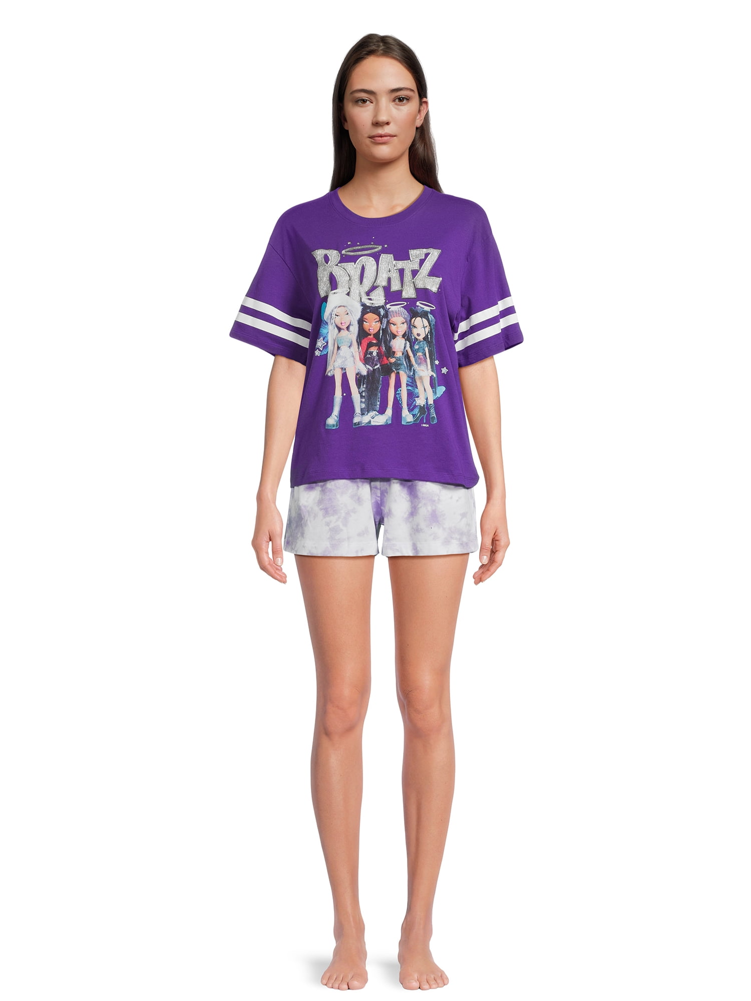 Bratz Women’s Graphic Tee and Shorts Lounge Set, 2-Piece, Sizes XS-3X