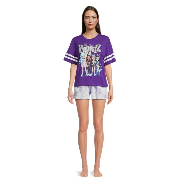 Bratz Women’s Graphic Tee and Shorts Lounge Set, 2-Piece, Sizes XS-3X