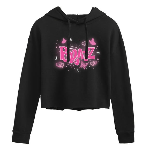 Bratz - Y2K Logo - Butterflies - Juniors Cropped Pullover Hoodie