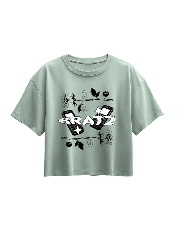 - Y2K Logo Collage Girls' Short Sleeve Boxy Graphic T-Shirt