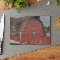 U R There Photography Brauer Road Red Rustic Farmhouse Tempered-Glass Cutting Board 8"x 11"