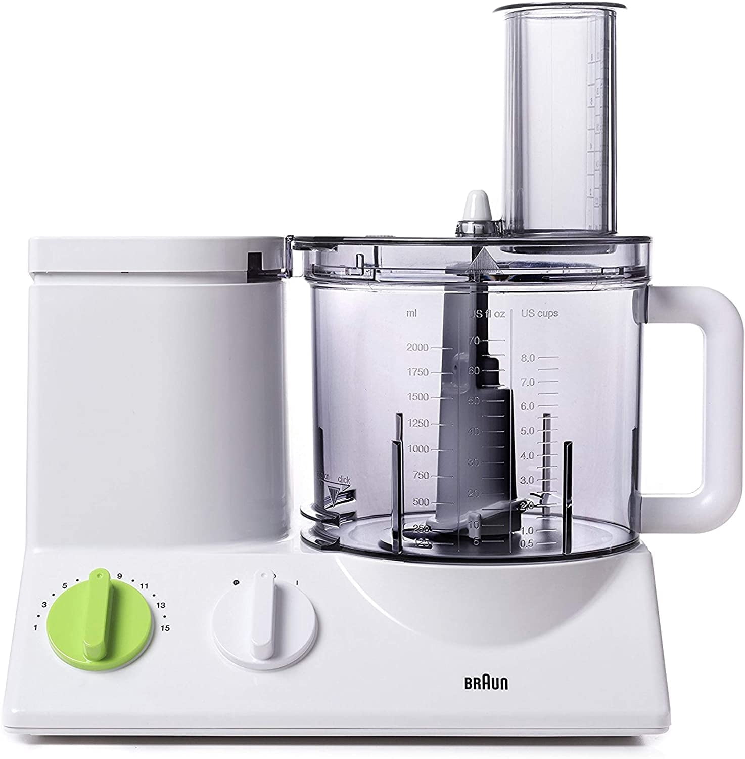 Braun 12-Cup Food Processor Ultra Quiet Food Chopper with Dual Control System, Built-In Juicer, 11 Adjustable Speeds, German Engineering