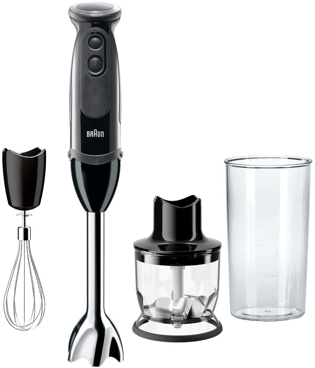 Braun 3-in-1 Immersion Hand Blender, Powerful 400W Stainless Steel Stick  Blender, 21-Speed + 1.5-Cup Food Processor, Whisk, Beaker, High Quality,  Easy to Clean, MultiQuick MQ5025 