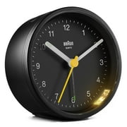 Braun BC12B Timeless Black Analogue Alarm Clock with Snooze, Light, and Quiet Quartz Movement