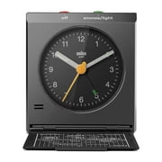 Braun Classic Analogue Travel Alarm Clock, Black, Quiet Quartz, Crescendo Alarm