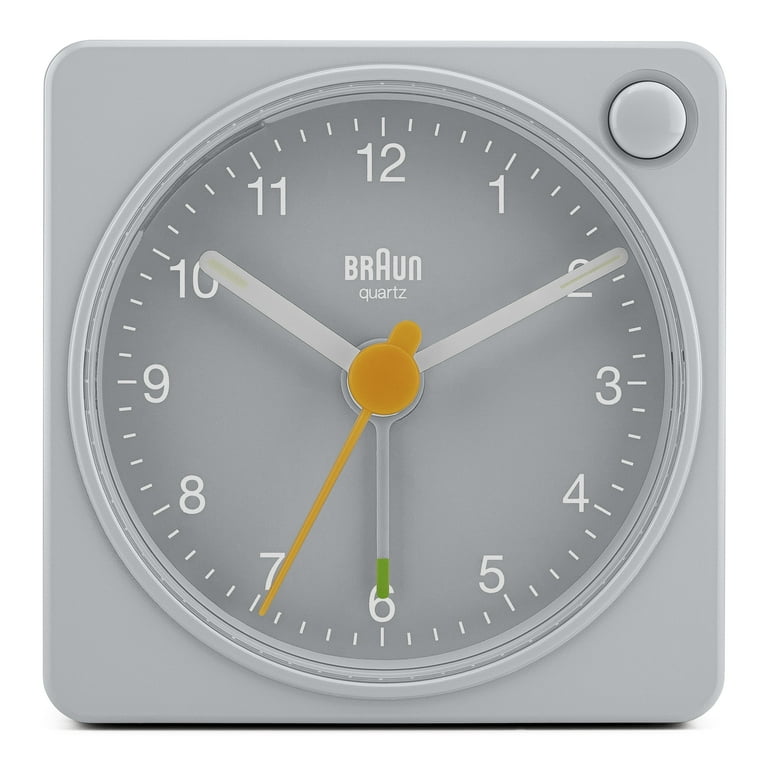 Braun Classic travel Analogue Alarm Clock with Snooze and Light, Compact Size, Quiet Quartz Movement, Crescendo Beep Alarm in Grey, model BC02XG. - Walmart.com Braun Classic travel Analogue Alarm Clock with Snooze and Light, Compact Size, Quiet Quartz Movement, Crescendo Beep Alarm in Grey, model BC02XG. - Walmart.com