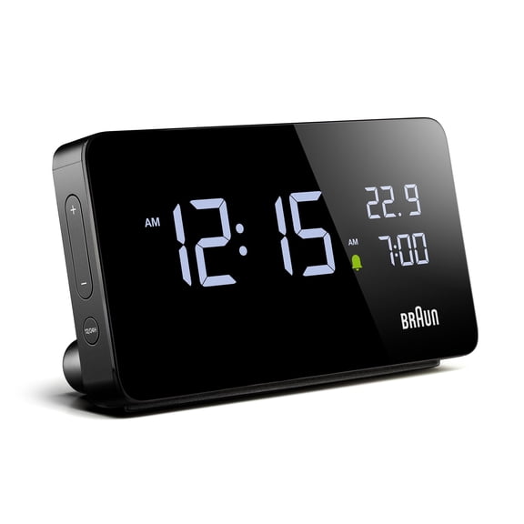Braun Digital Alarm Clock BC20B Standard Black Finish with LCD Display