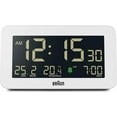 thumbnail image 1 of Braun Digital Alarm Clock with Date, Month and Temperature Displayed, Negative LCD Display, Quick Set, Crescendo Beep Alarm in White, model BC10W., 1 of 9
