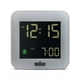 thumbnail image 1 of Braun Digital Radio Controlled Travel Alarm Clock For Central European Time Zone (DCF) with Snooze, Compact Size, Negative LCD Display, Quick Set, Crescendo Beep Alarm in Grey, model BC08G, 1 of 8