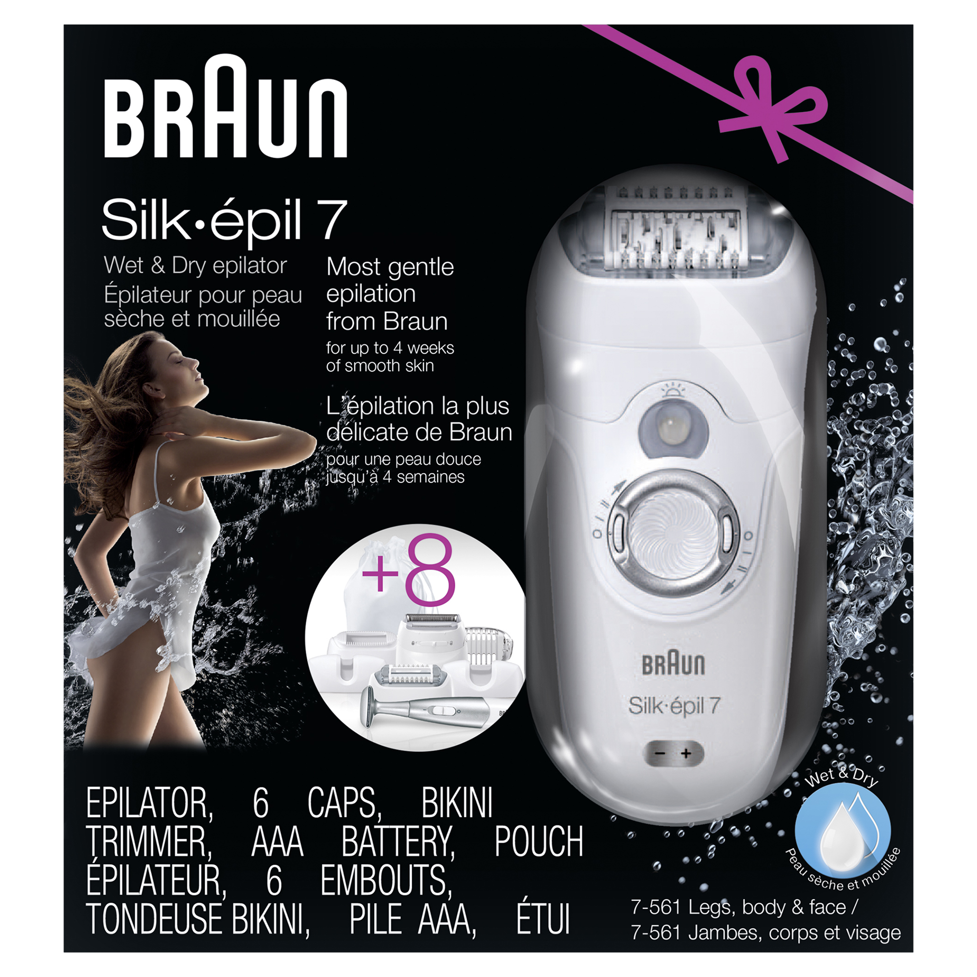 Braun Epilator Silk-epil 7 Wet Dry Gift Pack, 6 Caps, Bikini Trimmer - image 1 of 5