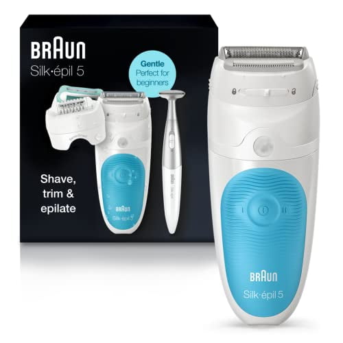 Braun Epilator Silk-Ã©pil 5 5-810, Hair Removal Device, Mother's Day Gifts, Epilator for Women, Shaver & Bikini Trimmer, Cordless, Rechargeable, Wet & Dry