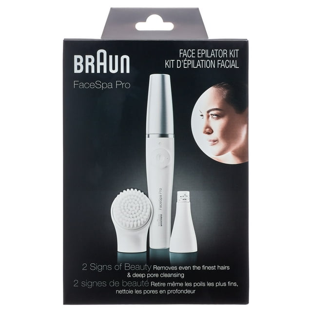Braun FaceSpa Pro 910 Facial Epilator for Women with 1 Extra, White/Silver