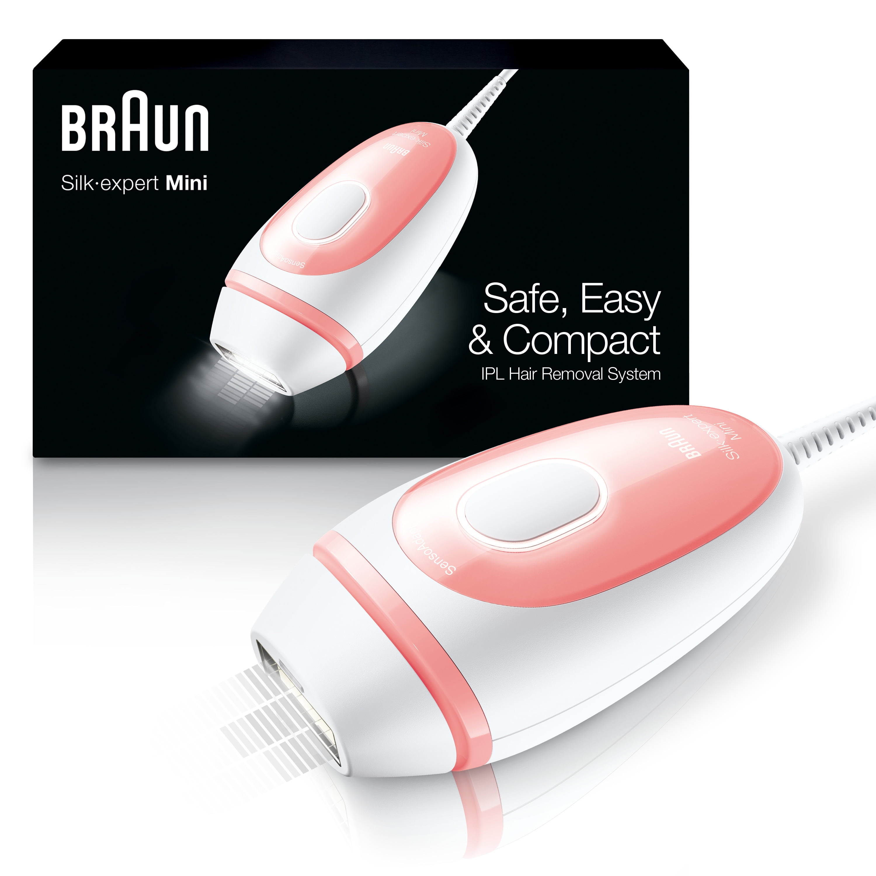 Braun IPL Silkexpert Mini PL1014 IPL for Women, at-home Hair Removal System, White and Pink, with Travel Pouch, Compact Size for On-the-Go, Easy, Safe and Efficient