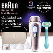 Braun IPL Skin Laser Hair Removal at Home, Permanent Hair Reduction for Women and Men, Holiday Gifts with Free App, Vanity Case, Venus Razor, 4 Smart Heads, Alternative for Laser Hair Removal, PL7387