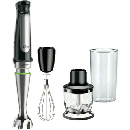 Braun - MultiQuick Immersion Hand Blender + 1.5-Cup Food Processor, Whisk, Beaker, MQ7025 - Black