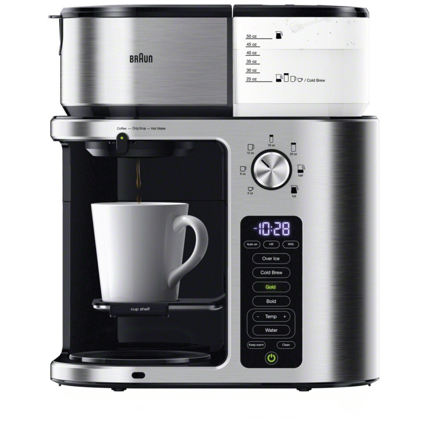 Braun MultiServe Plus 10 Cup Pod Free Drip Coffee Maker, Stainless