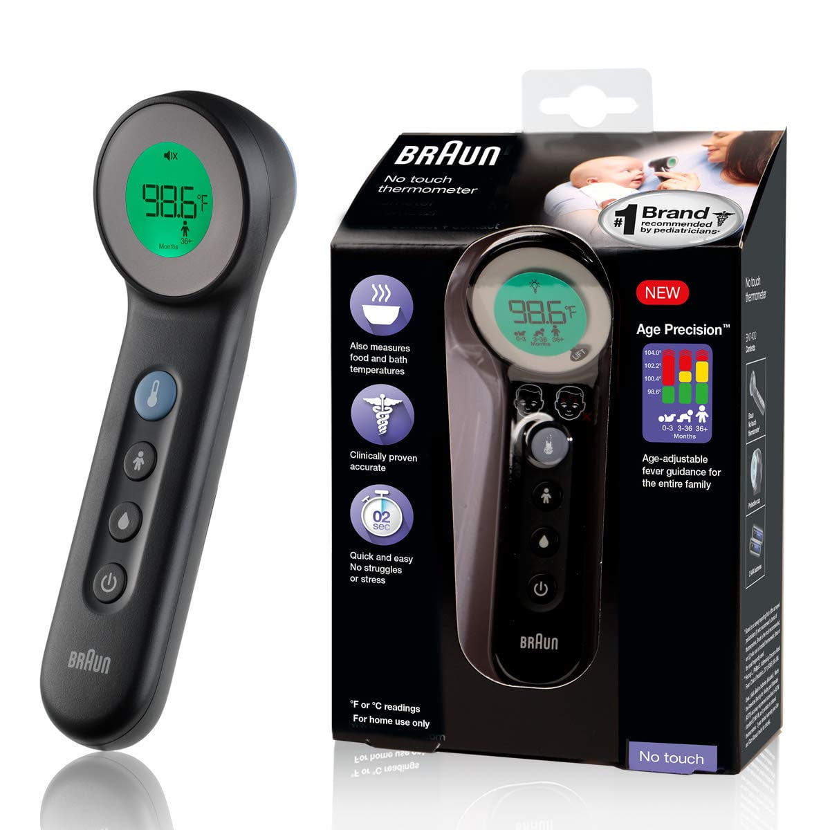 Braun No Touch 3-in-1 Thermometer Touchless Thermometer for Adults, Babies,  Toddlers and Kids – Fast, Reliable, and Accurate Results | Babypflege & Körperpflege