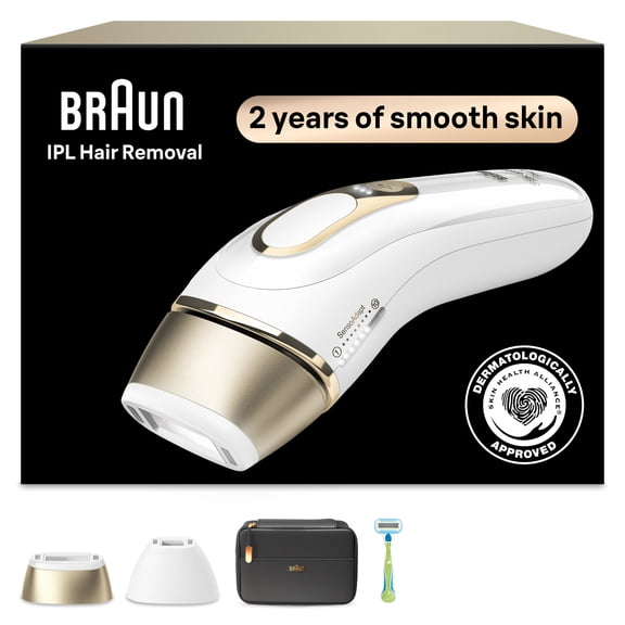Braun PL5147 Silk Expert Pro5 IPL Hair Removal Device for Women & Men, White-Gold