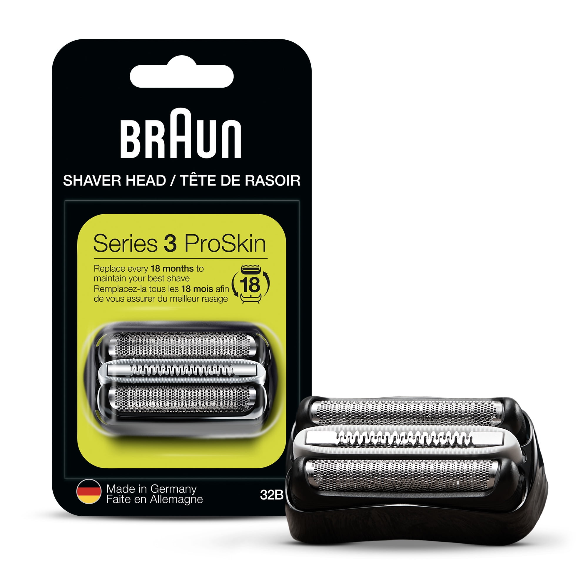 Braun Series 3 32B Electric Shaver Head Replacement Cassette, Black, 1 Ct