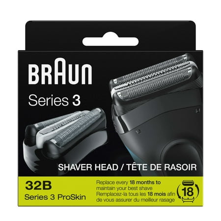 Braun Series 3 32B Men's Electric Shaver Head Replacement Cassette, Silver