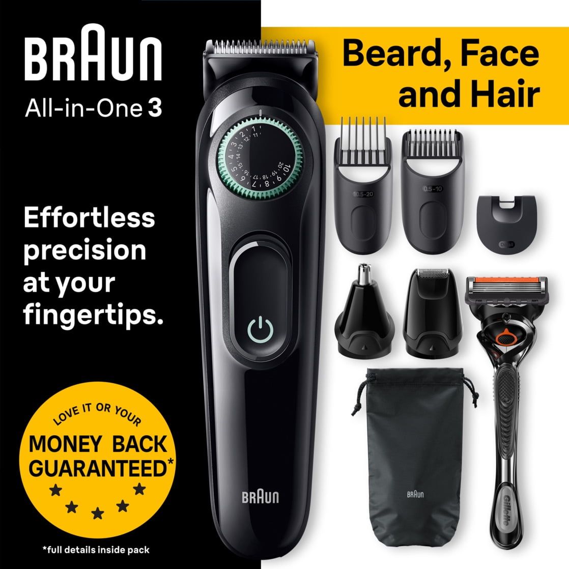 Braun Series 3 3470 All-in-One 8-in-1 Electric Grooming Kit with Beard Trimmer for Men
