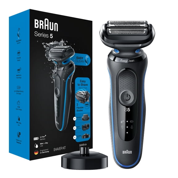 Open Box Braun Series 5 5049cs Electric Shaver, Wet & Dry, Easy Clean, Blue