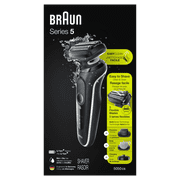 Braun Series 5 5050cs Electric Shaver with Charging Stand, Precision Trimmer, Body Groomer, Wet & Dry, Rechargeable, Cordless Foil Shaver, White