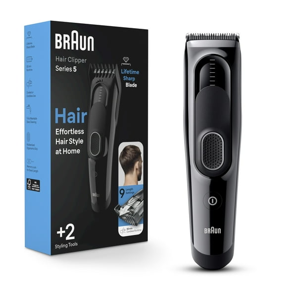 Braun Series 5 5310 Men's Cordless Electric Hair Clippers with 9 Length Settings