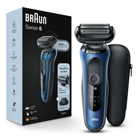 Braun Series 6 6020s Rechargeable Wet Dry Men's Electric Shaver, Blue