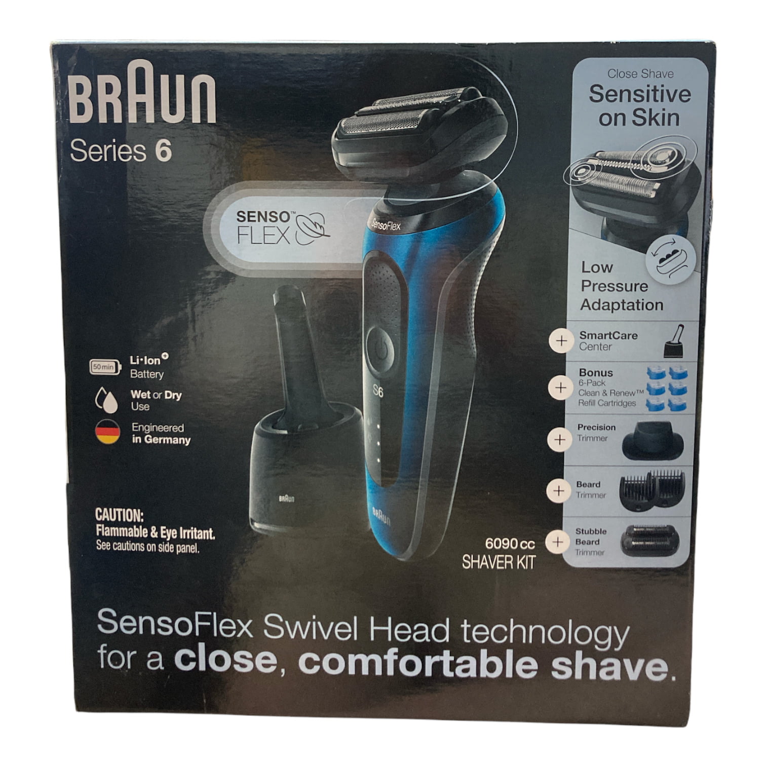  Braun Electric Razor for Men, Series 6 6072cc SensoFlex  Electric Foil Shaver with Precision Beard Trimmer, Rechargeable, Wet & Dry  with 4in1 SmartCare Center and Travel Case : Beauty & Personal