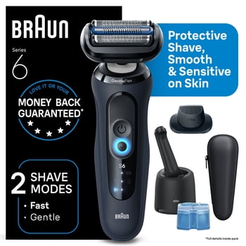 Braun Electric Razor for Men Series 6, Electric Shaver, Precision Trimmer, 4-in-1 Clean & Charge Center, Travel Case S6 6172cc