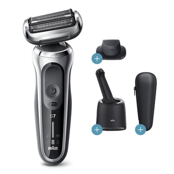 Braun Series 7 7071cc Flex Electric Razor for Men with SmartCare Center, Precision Trimmer, Wet & Dry, Rechargeable, Cordless Foil Shaver, Silver