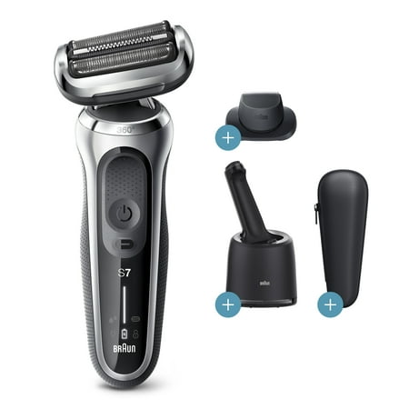 Braun Series 7 7071cc Flex Electric Razor for Men with SmartCare Center, Precision Trimmer, Wet & Dry, Rechargeable, Cordless Foil Shaver, Silver