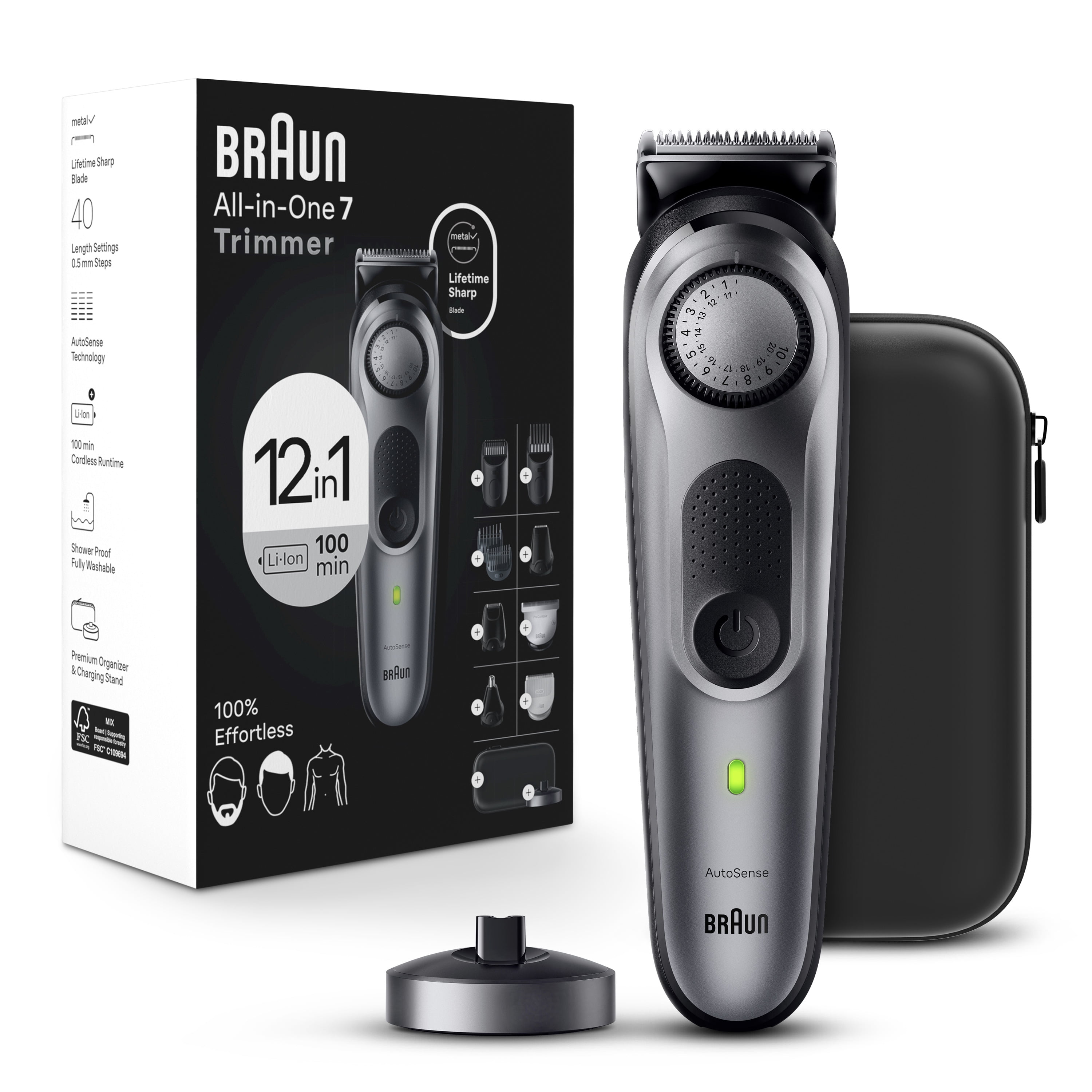 Braun Series 7 7440 All-In-One Style Kit, 12-in-1 Grooming Kit with Beard Trimmer & More