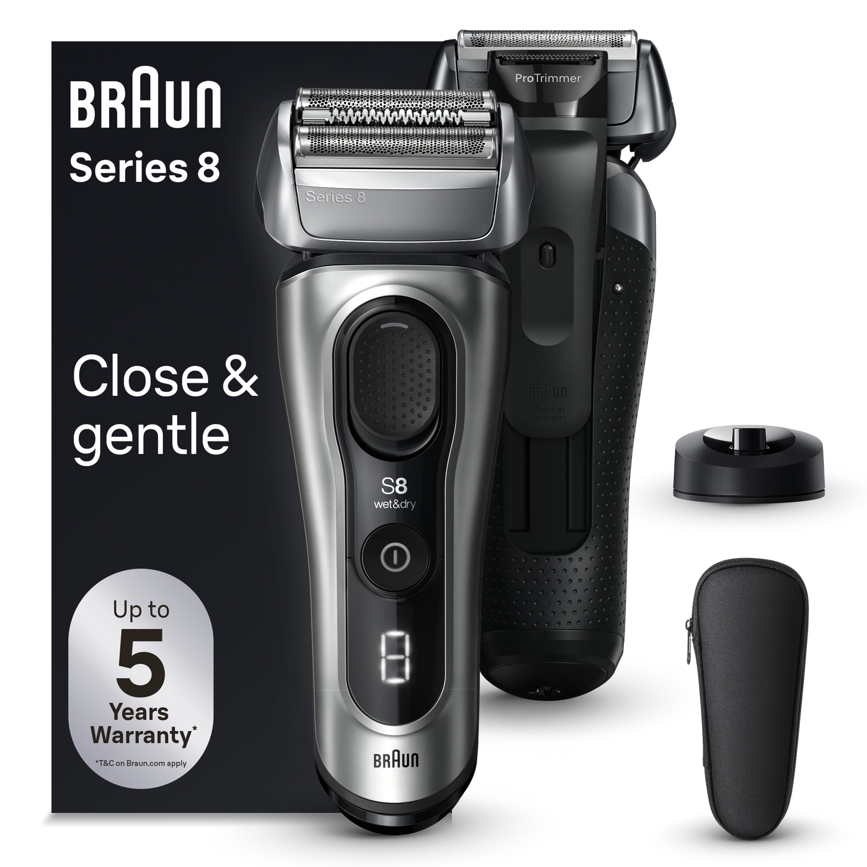 Braun Series 8 Wet & Dry Electric Shaver, Charging Stand