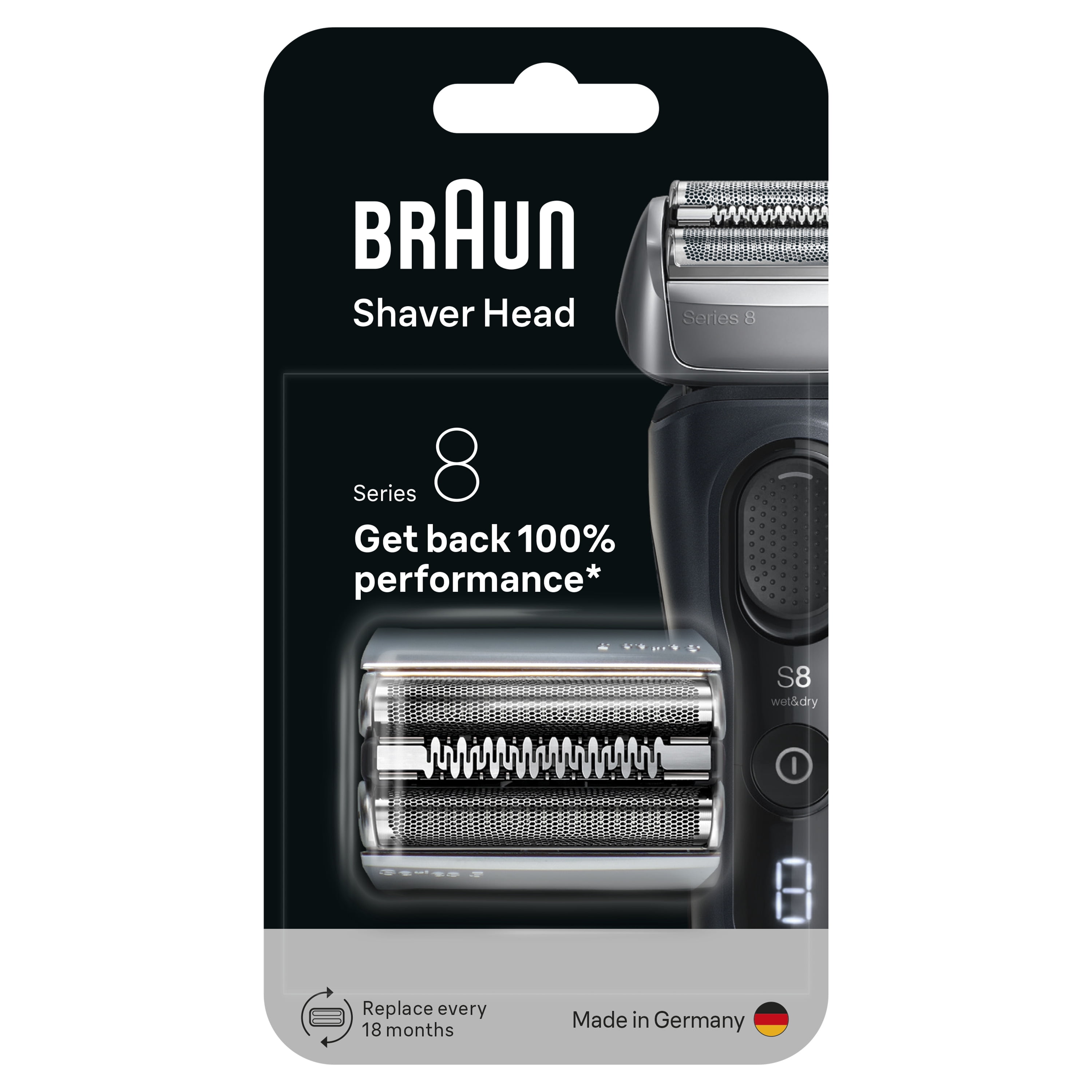 Braun Series 8 Electric Shaver ORIGINAL Replacement Head, 83M, Silver