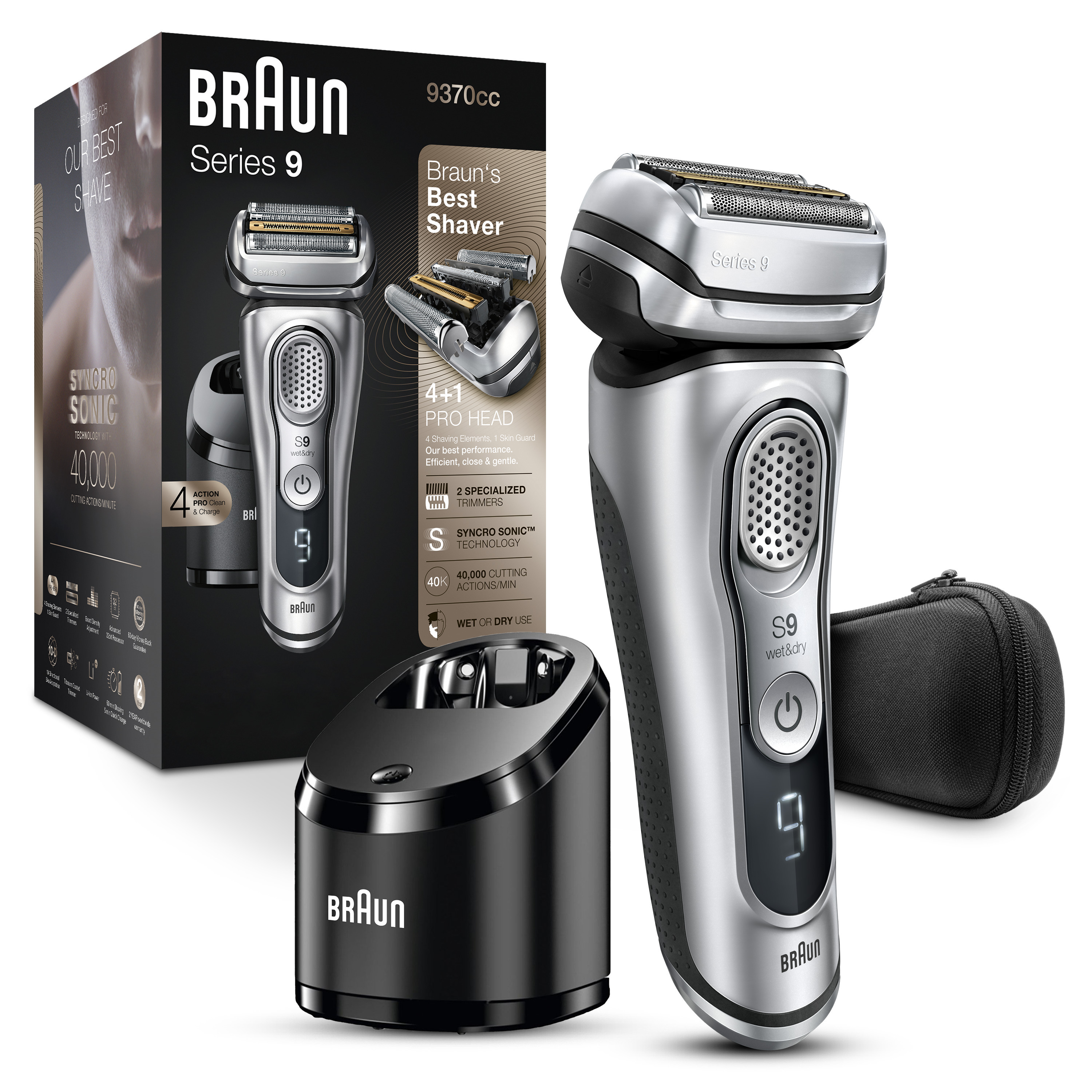 Braun Series 9 9330s Mens Wet Dry Electric Shaver with Charging Stand