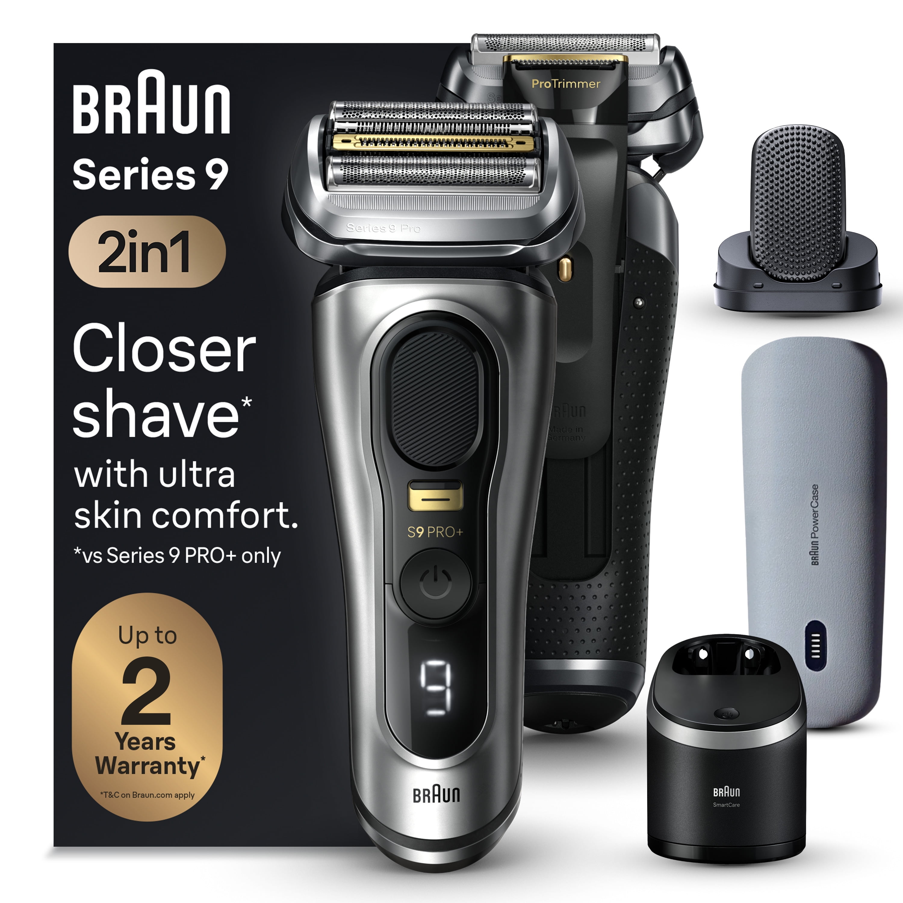 Braun Series 9 PRO+ Men's Electric Shaver 9599cc, Silver with ProComfort Head and Shaver Care Cartridge