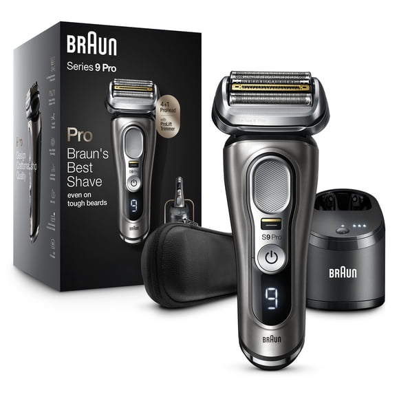 Braun Series 9 Pro Electric Razor for Men with Clean Station, Rechargeable Wet Dry Shaver, 9465cc, Noble Metal
