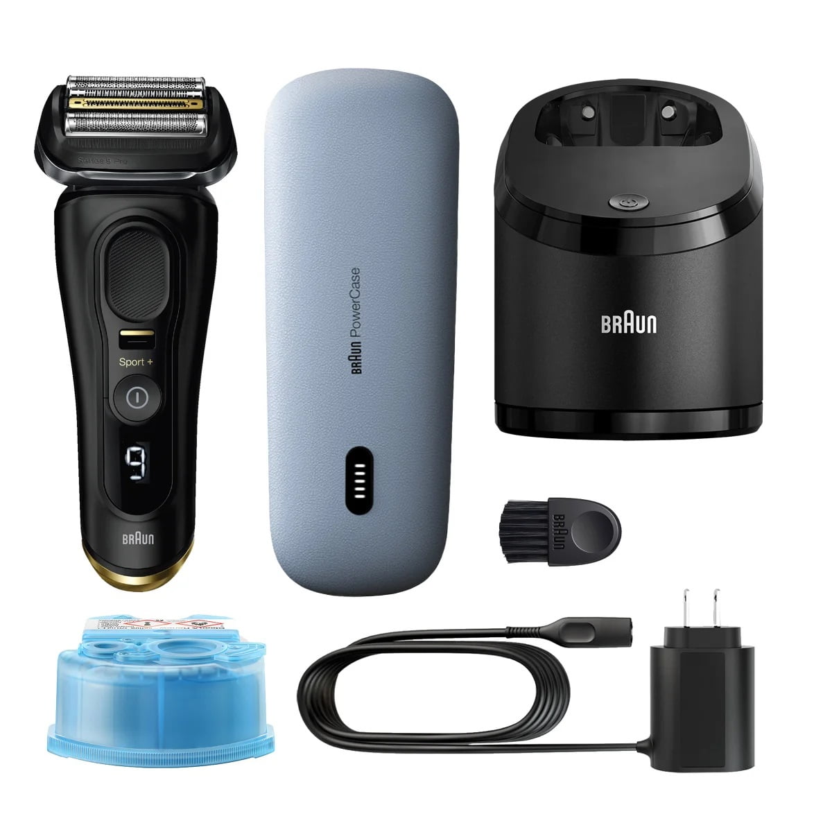 Braun Series 9 Sport + Electric Shaver with Clean & Charge Station and Powercase