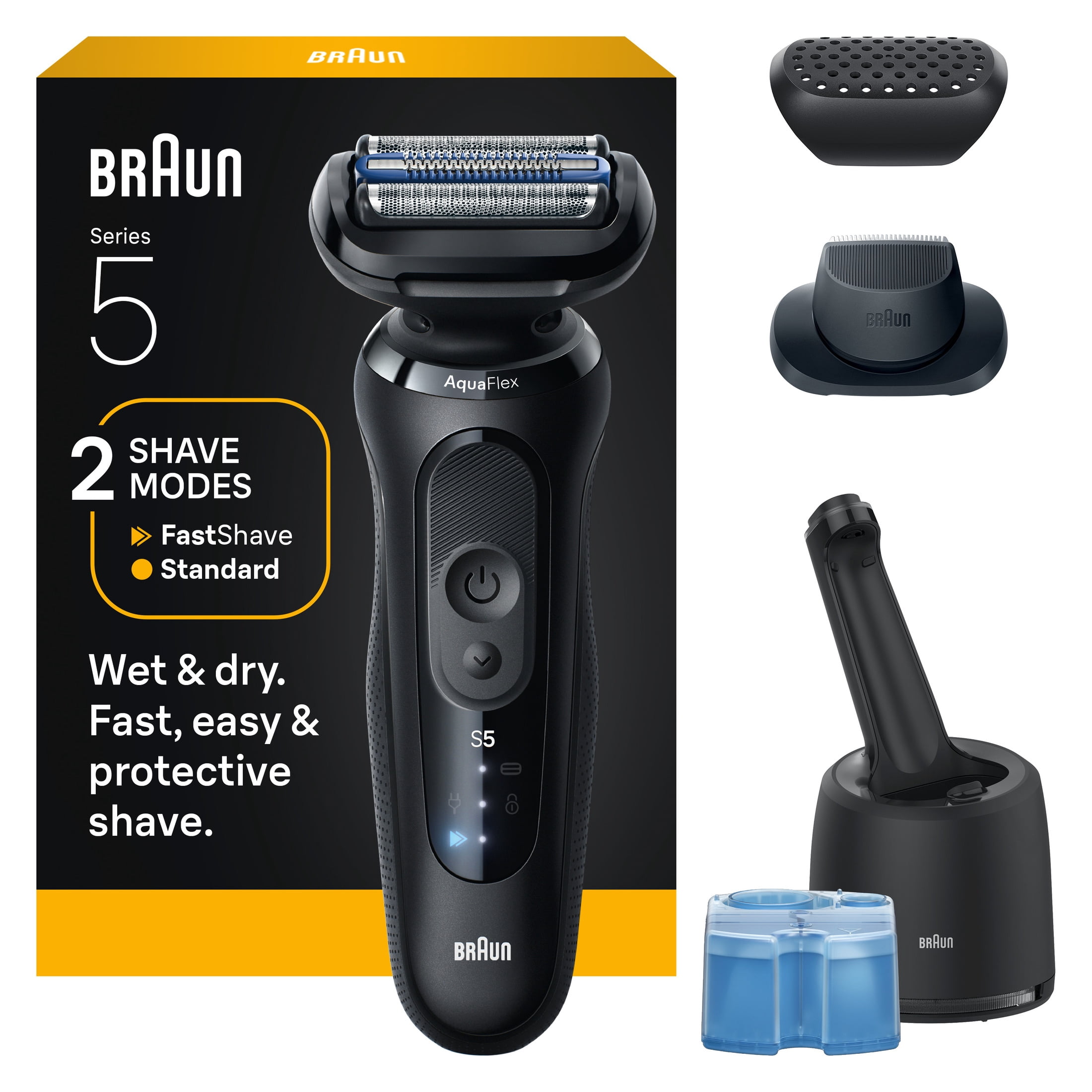 Braun Beard Shaver Series 5, Precision Trimmer, Clean & Charge Center, S5 5160, Black​