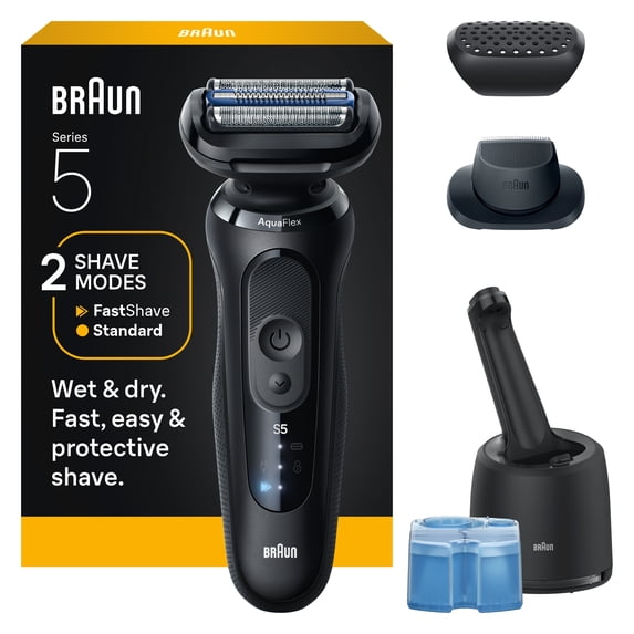 Braun Beard Shaver Series 5, Precision Trimmer, Clean & Charge Center, S5 5160, Black