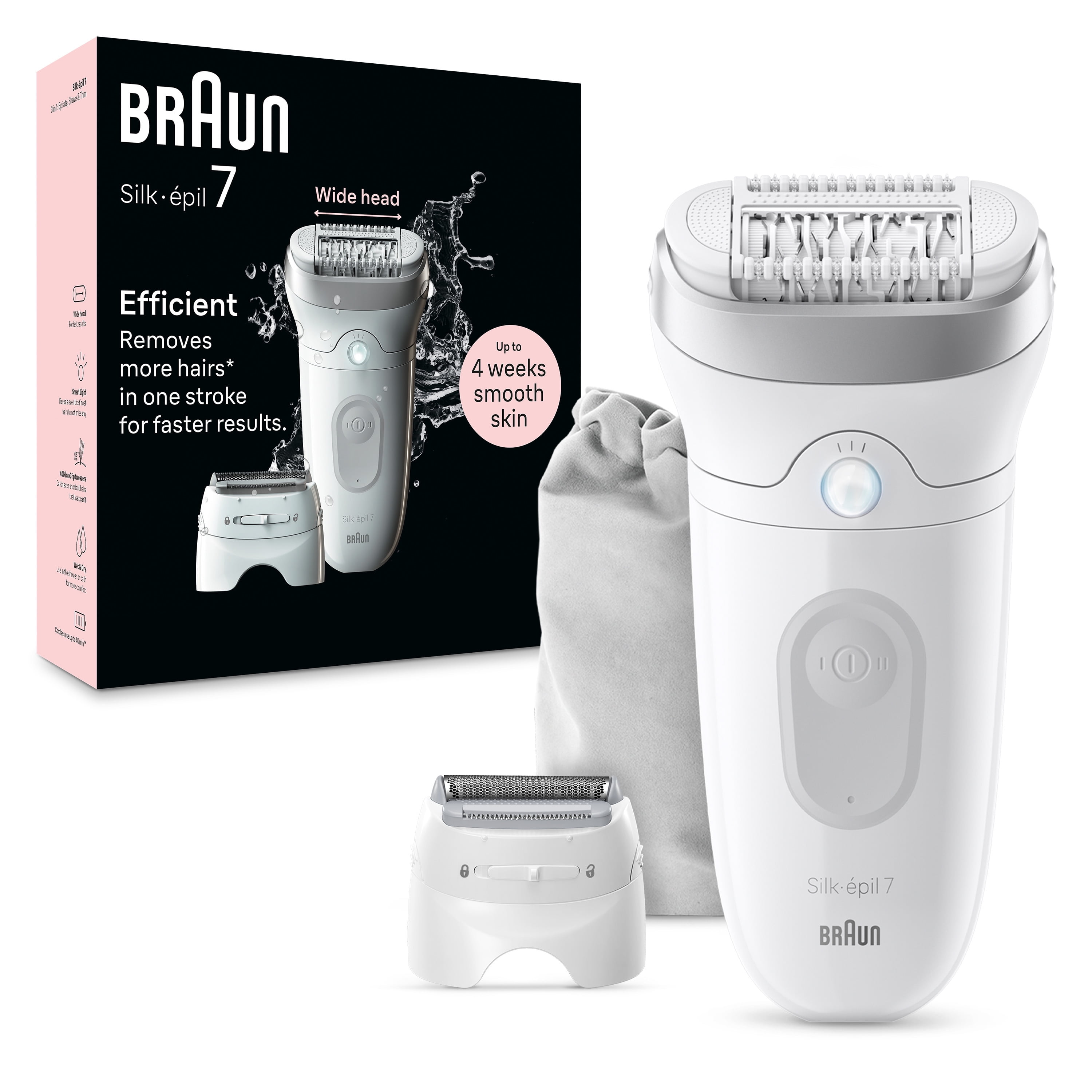Braun Silk-epil 7 Epilator, Wet and Dry, Wide Head, Includes