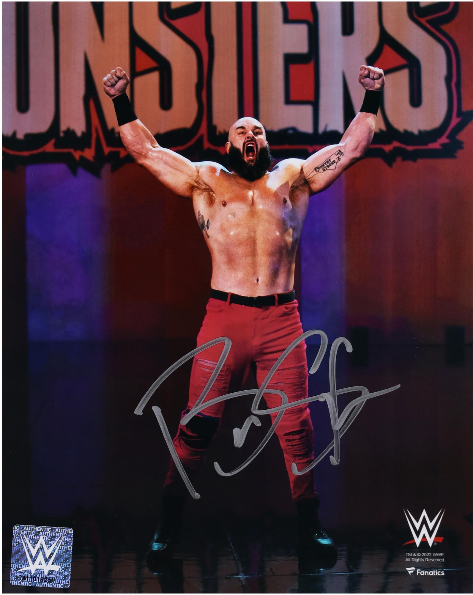 Braun Strowman WWE Autographed 8" x 10" Entrance Raising Arms Photograph - Fanatics Authentic Certified
