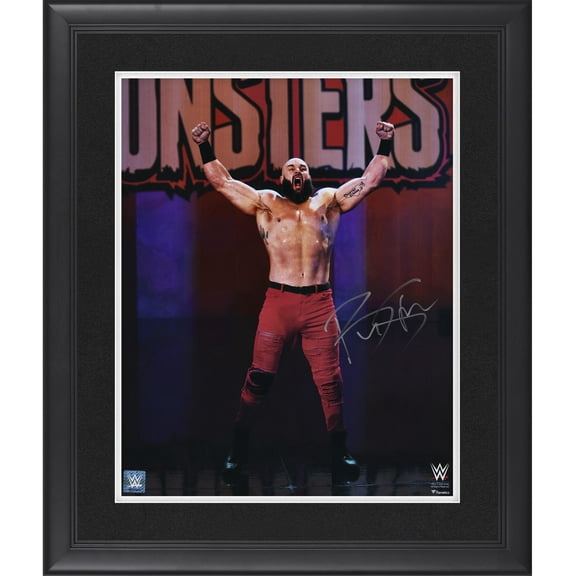 Braun Strowman WWE Framed Autographed 16" x 20" Entrance Raising Arms Photograph - Fanatics Authentic Certified